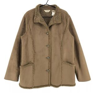 VINTAGE L.L. Bean Women’s Suede Sherpa Lined Long Coat Brown Size M